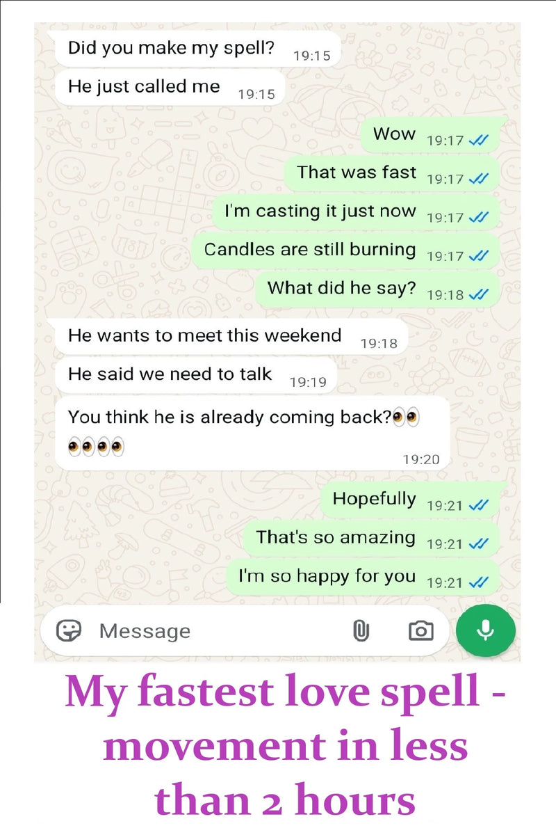 client messages showing quick response after love spell with ex partner reaching out within hours