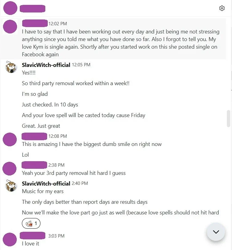 client testimonial about third party removal leading to relationship changes
